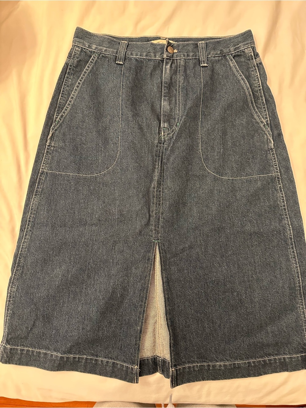 Madewell Men's Dark Blue Denim Relaxed Skirt-Style Jeans